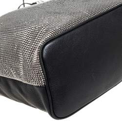 Pre Owned MICHAEL Michael Kors Black Mesh and Leather Frankie Drawstring Shoulder Bag