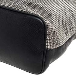 Pre Owned MICHAEL Michael Kors Black Mesh and Leather Frankie Drawstring Shoulder Bag