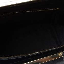 Pre Owned MICHAEL Michael Kors Black Calf Hair and Croc Embossed Leather Large Lana Tote