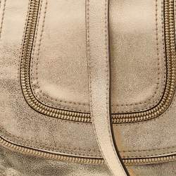 Pre Owned MICHAEL Michael Kors Gold Patent Leather Naomi Flap Shoulder Bag