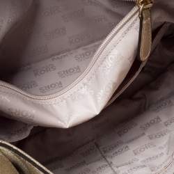 Pre Owned MICHAEL Michael Kors Gold Patent Leather Naomi Flap Shoulder Bag