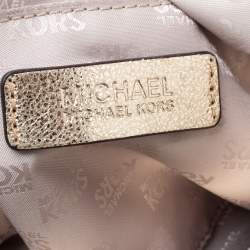 Pre Owned MICHAEL Michael Kors Gold Patent Leather Naomi Flap Shoulder Bag