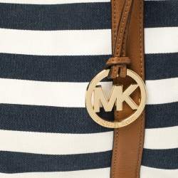 Pre Owned Michael Kors Tri Color Canvas and Leather Striped Tote