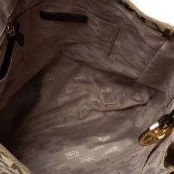 Pre Owned MICHAEL Michael Kors Brown Canvas and Leather Jet Set North South Logo Tote