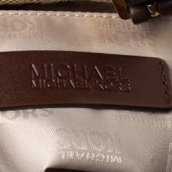 Pre Owned MICHAEL Michael Kors Brown Canvas and Leather Jet Set North South Logo Tote