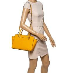 Pre Owned MICHAEL Michael Kors Mustard Leather Medium Selma Satchel