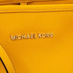 Pre Owned MICHAEL Michael Kors Mustard Leather Jet Set Travel Tote