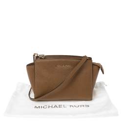 Pre Owned MICHAEL Michael Kors Tan Leather Medium Selma Crossbody Bag