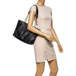 Pre Owned MICHAEL Micheal Kors Black Leather Jet Set Chain Tote