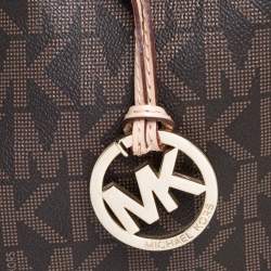 مملوكة مسبقًا MICHAEL Michael Kors Brown Coated Canvas and Leather Jet Set Tote