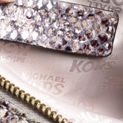 مملوكة مسبقًا حقيبة مايكل كورس جلد ثعبان رصاصي/أسود