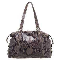 مملوكة مسبقًا حقيبة مايكل كورس جلد ثعبان رصاصي/أسود