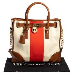 Pre Owned حقيبة مايكل مايكل كورس هاميلتون جلد ثلاثي اللون وكانفاس كبيرة