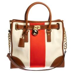 Pre Owned حقيبة مايكل مايكل كورس هاميلتون جلد ثلاثي اللون وكانفاس كبيرة