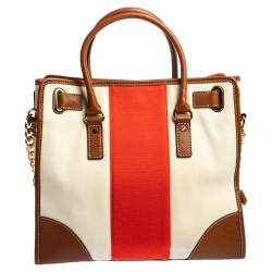 Pre Owned حقيبة مايكل مايكل كورس هاميلتون جلد ثلاثي اللون وكانفاس كبيرة