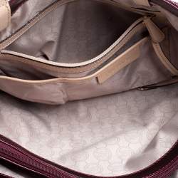 Pre Owned MICHAEL Michael Kors Purple Perforated Signature Patent Leather Middle Zip Tote