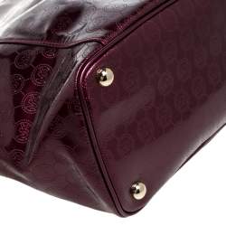 Pre Owned MICHAEL Michael Kors Purple Perforated Signature Patent Leather Middle Zip Tote