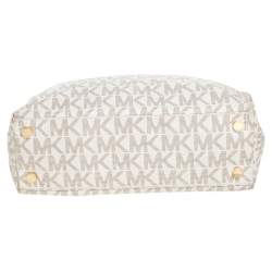 Pre Owned حقيبة شوبر مايكل مايكل كورس سينثيا كانفاس مقوى أبيض بالشعار