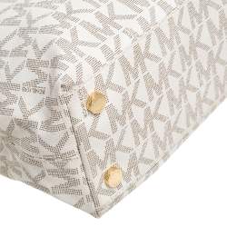 Pre Owned حقيبة شوبر مايكل مايكل كورس سينثيا كانفاس مقوى أبيض بالشعار