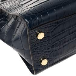 Pre Owned حقيبة مايكل مايك كورس هاميلتون إيست ويست جلد نقشة التمساح أزرق 