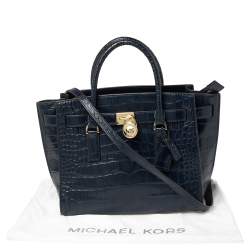 Pre Owned حقيبة مايكل مايك كورس هاميلتون إيست ويست جلد نقشة التمساح أزرق 