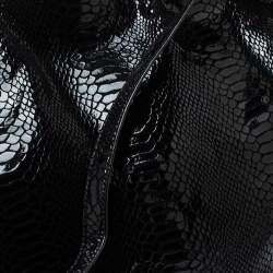 Pre Owned حقيبة كتف مايكل مايكل كورس سلسلة جلد لامعة نمط ثعبان سوداء