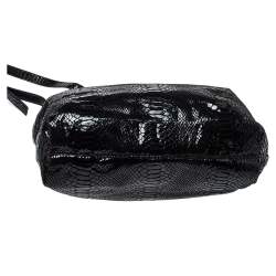 Pre Owned حقيبة كتف مايكل مايكل كورس سلسلة جلد لامعة نمط ثعبان سوداء