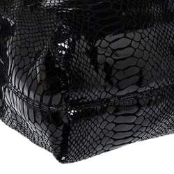 Pre Owned حقيبة كتف مايكل مايكل كورس سلسلة جلد لامعة نمط ثعبان سوداء