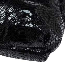 Pre Owned حقيبة كتف مايكل مايكل كورس سلسلة جلد لامعة نمط ثعبان سوداء