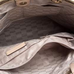 مملوكة مسبقًا MICHAEL Michael Kors Metallic Gold Mirror Signature PVC and Leather North South Jet Set Tote