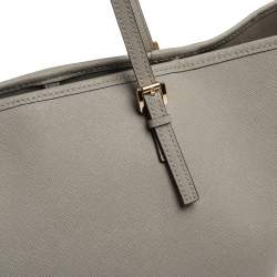 Pre Owned Michael Michael Kors Grey Leather Large Jet Set Travel Tote