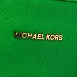 Pre Owned MICHAEL Michael Kors Green Saffiano Leather Jet Set Tote