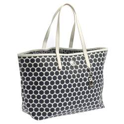 Pre Owned MICHAEL Michael Kors Blue/White Polka Dot Saffiano Leather Jet Set Tote