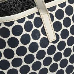 Pre Owned MICHAEL Michael Kors Blue/White Polka Dot Saffiano Leather Jet Set Tote