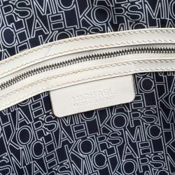 Pre Owned MICHAEL Michael Kors Blue/White Polka Dot Saffiano Leather Jet Set Tote