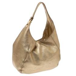 Pre Owned MICHAEL Michael Kors Gold Leather Fulton Hobo