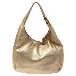 Pre Owned MICHAEL Michael Kors Gold Leather Fulton Hobo
