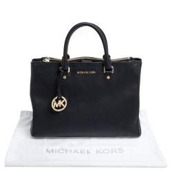 Pre Owned MICHAEL Michael Kors Black Leather Double Zip Jet Set Tote