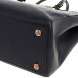 Pre Owned MICHAEL Michael Kors Black Leather Double Zip Jet Set Tote