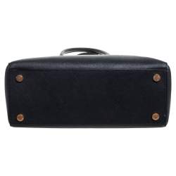 Pre Owned MICHAEL Michael Kors Black Leather Double Zip Jet Set Tote