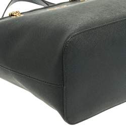 Pre Owned Michael Michael Kors Navy Blue Leather Jet Set Travel Tote