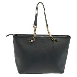 Pre Owned Michael Michael Kors Navy Blue Leather Jet Set Travel Tote