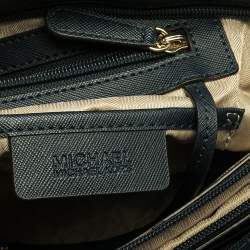 Pre Owned Michael Michael Kors Navy Blue Leather Jet Set Travel Tote