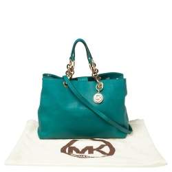 Pre Owned MICHAEL Michael Kors Green Leather Large Cynthia Tote
