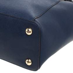 Pre Owned MICHAEL Michael Kors Navy Blue Leather Large Jet Set Zip Tote 