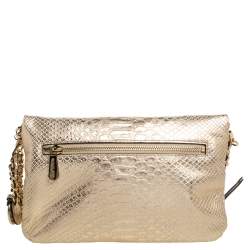 Pre Owned حقيبة كروس مايكل مايكل كورس كورينا جلد نقشة ثعبان ذهبية