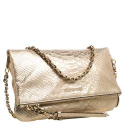 Pre Owned حقيبة كروس مايكل مايكل كورس كورينا جلد نقشة ثعبان ذهبية