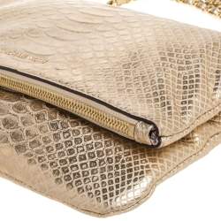 Pre Owned حقيبة كروس مايكل مايكل كورس كورينا جلد نقشة ثعبان ذهبية