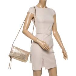 Pre Owned حقيبة كروس مايكل مايكل كورس كورينا جلد نقشة ثعبان ذهبية