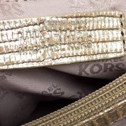 Pre Owned  Michael Kors Metallic Gold Lizard Embossed Leather Turnlock Crossbody Bag